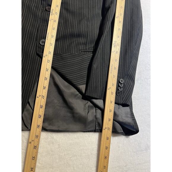 Ermenegildo Zegna 40R Black with Emerald Green Gray Dotted Stripe Blazer - Picture 15 of 16